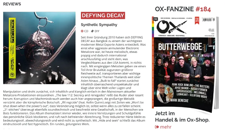 OX-Fanzine #184 — Defying Decay review